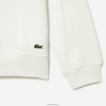 Lacoste סווטשירט צמר לא מוברש צוואר עגול DZ4D0D302 לבן 70V גברים - Image 2