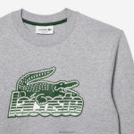 Lacoste סווטשירט צמר לא מוברש צוואר עגול DZ4D0D301 chine אפור cca גברים - Image 5