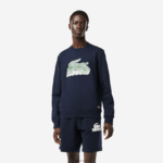 Lacoste סווטשירט צמר לא מוברש צוואר עגול DZ4D0D300 כחול כהה 166 גברים