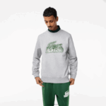 Lacoste סווטשירט צמר לא מוברש צוואר עגול DZ4D0D301 chine אפור cca גברים