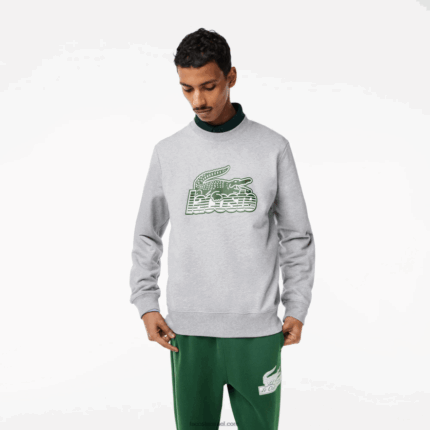 Lacoste סווטשירט צמר לא מוברש צוואר עגול DZ4D0D301 chine אפור cca גברים