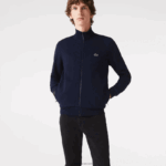 Lacoste סווטשירט צמר מוברש עם רוכסן בכושר רגיל DZ4D0D1270 כחול כהה 166 גברים - Image 2