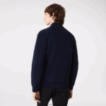 Lacoste סווטשירט צמר מוברש עם רוכסן בכושר רגיל DZ4D0D1270 כחול כהה 166 גברים - Image 3