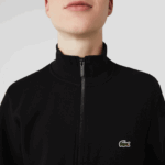 Lacoste סווטשירט צמר מוברש עם רוכסן בכושר רגיל DZ4D0D1269 שחור 031 גברים - Image 4