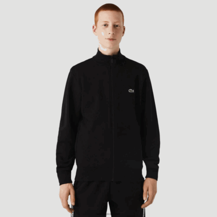 Lacoste סווטשירט צמר מוברש עם רוכסן בכושר רגיל DZ4D0D1269 שחור 031 גברים