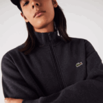 Lacoste סווטשירט צמר מוברש עם רוכסן בכושר רגיל DZ4D0D1271 אפור el6 גברים - Image 6