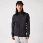 Lacoste סווטשירט צמר מוברש עם רוכסן בכושר רגיל DZ4D0D1271 אפור el6 גברים