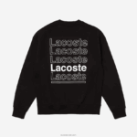 Lacoste סווטשירט צמר עם הדפס צווארון בגזרה רופפת DZ4D0D1197 שחור 031 גברים - Image 3