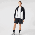 Lacoste סווטשירט צמר עם רוכסן באותיות קולורבלוק עם ברדס DZ4D0D997 כחול כהה לבן בז' e8t גברים