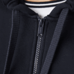 Lacoste סווטשירט צמר עם רוכסן באותיות קולורבלוק עם ברדס DZ4D0D997 כחול כהה לבן בז' e8t גברים - Image 7