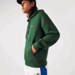 Lacoste סווטשירט צמר עם רוכסן בכיס קנגורו DZ4D0D1135 ירוק 132 גברים - Image 2