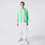 Lacoste סווטשירט צמר עם רוכסן בכיס קנגורו DZ4D0D1171 ירוק בהיר 0vz גברים - Image 2
