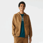 Lacoste סווטשירט צמר עם רוכסן בכיס קנגורו DZ4D0D1176 חום z0w גברים - Image 2