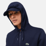 Lacoste סווטשירט צמר עם רוכסן בכיס קנגורו DZ4D0D297 כחול כהה 166 גברים - Image 2