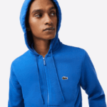 Lacoste סווטשירט צמר עם רוכסן בכיס קנגורו DZ4D0D298 כחול kxb גברים - Image 2