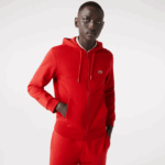 Lacoste סווטשירט צמר עם רוכסן בכיס קנגורו DZ4D0D1011 אדום 240 גברים