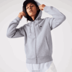 Lacoste סווטשירט צמר עם רוכסן בכיס קנגורו DZ4D0D1039 chine אפור cca גברים