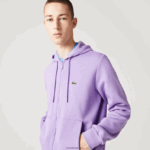 Lacoste סווטשירט צמר עם רוכסן בכיס קנגורו DZ4D0D1102 gfu סגול גברים