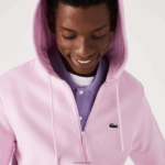 Lacoste סווטשירט צמר עם רוכסן בכיס קנגורו DZ4D0D1149 ורוד z4h גברים