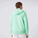 Lacoste סווטשירט צמר עם רוכסן בכיס קנגורו DZ4D0D1171 ירוק בהיר 0vz גברים - Image 3