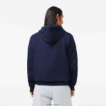 Lacoste סווטשירט צמר עם רוכסן בכיס קנגורו DZ4D0D297 כחול כהה 166 גברים - Image 3