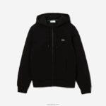 Lacoste סווטשירט צמר עם רוכסן בכיס קנגורו DZ4D0D296 שחור 031 גברים - Image 4