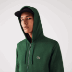 Lacoste סווטשירט צמר עם רוכסן בכיס קנגורו DZ4D0D1135 ירוק 132 גברים - Image 4
