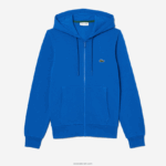 Lacoste סווטשירט צמר עם רוכסן בכיס קנגורו DZ4D0D298 כחול kxb גברים - Image 4