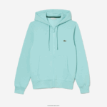 Lacoste סווטשירט צמר עם רוכסן בכיס קנגורו DZ4D0D373 מנטה lgf גברים - Image 4