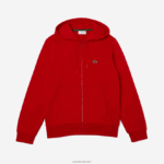 Lacoste סווטשירט צמר עם רוכסן בכיס קנגורו DZ4D0D1011 אדום 240 גברים - Image 4