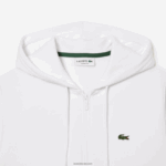 Lacoste סווטשירט צמר עם רוכסן בכיס קנגורו DZ4D0D295 לבן 001 גברים - Image 5