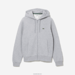 Lacoste סווטשירט צמר עם רוכסן בכיס קנגורו DZ4D0D1039 chine אפור cca גברים - Image 5