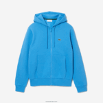 Lacoste סווטשירט צמר עם רוכסן בכיס קנגורו DZ4D0D1047 כחול 4xa גברים - Image 5