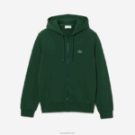Lacoste סווטשירט צמר עם רוכסן בכיס קנגורו DZ4D0D1135 ירוק 132 גברים - Image 5