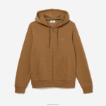 Lacoste סווטשירט צמר עם רוכסן בכיס קנגורו DZ4D0D1176 חום z0w גברים - Image 5