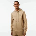 Lacoste סווטשירט צמר עם רוכסן בכיס קנגורו DZ4D0D351 בז' cb8 גברים