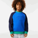 Lacoste סווטשירט קולור בלוק ממותג DZ4D0D3194 כחול כהה ירוק 7w2 בנים
