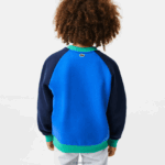 Lacoste סווטשירט קולור בלוק ממותג DZ4D0D3194 כחול כהה ירוק 7w2 בנים - Image 3