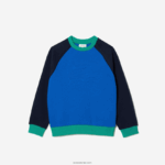 Lacoste סווטשירט קולור בלוק ממותג DZ4D0D3194 כחול כהה ירוק 7w2 בנים - Image 4