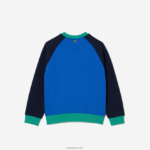 Lacoste סווטשירט קולור בלוק ממותג DZ4D0D3194 כחול כהה ירוק 7w2 בנים - Image 5
