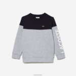 Lacoste סווטשירט קולורבלוק בפלנל כותנה אורגנית DZ4D0D3064 כחול כהה אפור chine e6a ילדים