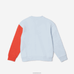 Lacoste סווטשירט קולורבלוק מכותנה אורגנית DZ4D0D3048 תכלת כתום לבן edz ילדים - Image 2