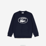 Lacoste סווטשירט קולורבלוק ממותג ניגודי DZ4D0D3055 כחול כהה לבן 525 ילדים - Image 4