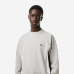 Lacoste סווטשירט קולורבלוק פליסה מוברש DZ4D0D329 סיני אפור שחור לבן sj1 גברים - Image 2
