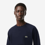 Lacoste סווטשירט קולורבלוק פליסה מוברש DZ4D0D328 כחול כהה ירוק לבן יון גברים - Image 2