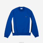 Lacoste סווטשירט קולורבלוק פליסה מוברש DZ4D0D330 כחול כהה לבן cjl גברים - Image 4