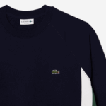 Lacoste סווטשירט קולורבלוק פליסה מוברש DZ4D0D328 כחול כהה ירוק לבן יון גברים - Image 5