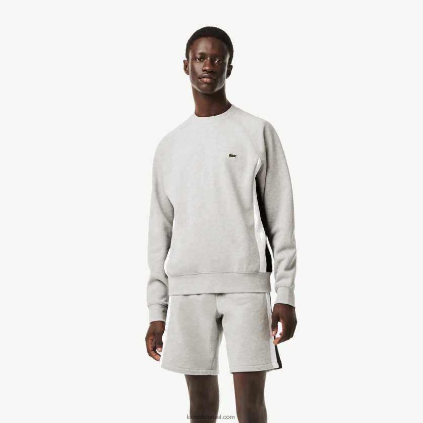 lacoste_d7a1d795d795d798d7a9d799d7a8d798_d7a7d795d79cd795d7a8d791d79cd795d7a7_d7a4d79cd799d7a1d794_d79ed795d791d7a8d7a9_dz4d0d.png Lacoste סווטשירט קולורבלוק פליסה מוברש DZ4D0D329 סיני אפור שחור לבן sj1 גברים - Image 1