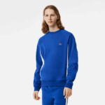 Lacoste סווטשירט קולורבלוק פליסה מוברש DZ4D0D330 כחול כהה לבן cjl גברים