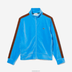 Lacoste סווטשירט קטיפה עם רוכסן בכושר רגיל DZ4D0D1116 כחול 4xa גברים
